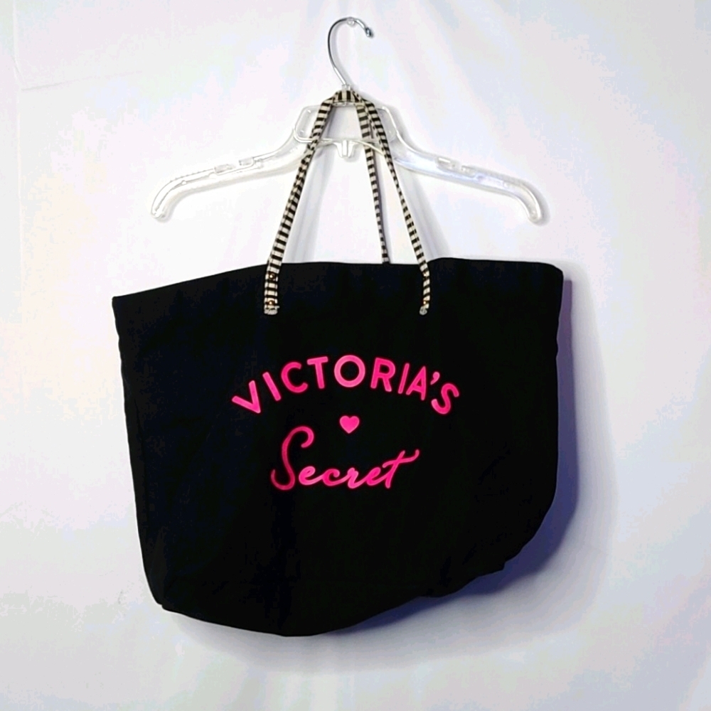 Victoria Secret black pink tote bag beach bag